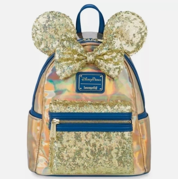 Loungefly Blue Earidescent Iridescent Disney World 50th Anniversary Backpack - Picture 7 of 7